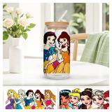 4 Sheets UV DTF Cup Wraps, Waterproof Tumbler Decal Stickers for Glass Cups, Cartoon Design, DIY Heat Transfer Vinyl Stickers for Cups (Yellow)