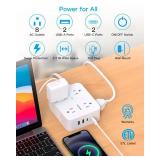Surge Protector Power Strip, HANYCONY Extension Cord with Multiple Outlets, 5 Ft Ultra Thin Flat Plug 8 Outlets 4 USB Ports(2USB C), 1080J Outlet Extender for Home Office College Dorm Room Essentials