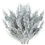 6 Pieces Frosted Artificial Cedar Pine Branches Sprigs 17\ Snowy Faux Cedar Twig White Winter Greenery Stems Pine Picks Cedar Spray for Christmas Tree Craft Wreaths Garlands Holiday Season Decor (6)in