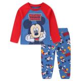 Disney Mickey Mouse Boys 2-Piece Long Sleeve Shirt and Pants Set for Toddler and Big Kids 3T