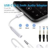 AVMAX USB C to 3.5mm Audio Headphone Adapter HiFi 2 Pack,Type c to Aux Female Cable for 16 15 Plus, S24 S23 S22 S21 S20 and More Type c Devices(Classic white2)