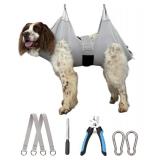 Kkiimatt Dog Grooming Hammock Hanging Harness for Nail Trimming,X-Large Dog Grooming Sling with Thick Neck Support,Gray Dog Hanger Holder Restraint for Pet Grooming