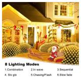 DBFAIRY 5 x 5Ft Christmas Net Lights Battery Powered 100 LED Bushes Net Lights with Remote Timer Dimmable Outdoor Net Light Waterproof for Xmas Tree Wall Ceiling Outside Decorations(Warm White)