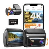 DDPAI 4K Dash Cam Front and Rear, Built-in 32G eMMC Dual Dash Car Camera,64GB Card Included Dashcam,Night Vision Dash Camera,5GHz WiFi, 7 Days Parking Mode,GPS,3\ IPS, ADAS, WDR, Support 512GB,Z60in