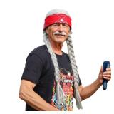 FantaLook Long Silvery Grey 2 Pigtail Wig with Bandana for Halloween