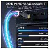 DbillionDa Cat8 Ethernet Cable, OutdoorandIndoor, 6FT Heavy Duty High Speed 26AWG, 2000Mhz with Gold Plated RJ45 Connector, Weatherproof F/FTP UV Resistant for Router, Modem, PC, Gaming