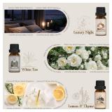 SALUBRITO Hotel Fragrance Oil Set, Luxury Essential Oil Set for Diffuser, Candle, Soap Making Scents, Luxury Night, White Tea, Lemon and Thyme, Citrus Bliss, Hotel Lobby, Jasmine and Mint, Strong Scen