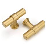 LONTAN 12 Pack Gold Cabinet Knobs Matte Gold Kitchen Cabinet Knobs for Dresser Drawers Brushed Gold T-bar Hardware for Dresser Bathroom,Zinc Alloy Base