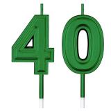 Frienda Birthday Candles Cake Numeral Candles Happy Birthday Cake Candles Topper Decoration for Birthday Wedding Anniversary Celebration Supplies(Green,40th)