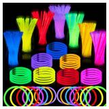 JOYIN 100 Pcs 8\ Glow sticks Bulk Party Favors Pack, Neon Glow in the Dark Party Supplies, Light Up Necklaces and Bracelets with Connectors, Easter, Football, Birthday Decorationsin
