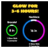 JOYIN 100 Pcs 8\ Glow sticks Bulk Party Favors Pack, Neon Glow in the Dark Party Supplies, Light Up Necklaces and Bracelets with Connectors, Easter, Football, Birthday Decorationsin