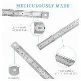 CHAYUFUN 3 Pack Stainless Steel Ruler Set, 6, 8, 12 Inch Metal Rulers, Steel Rulers Metric Ruler, Easy to Read, mm, Sturdy and Durable Straight Edge for Drawing, Home, Office, Engineering