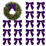 20Pcs Velvet Bow Ornaments for Christmas Tree 4.5\ Vintage Small Twist Tie Velvet Ribbon Bows for Crafts Wreath Garland Gift Wrapping Baby Shower Party Wedding Decorations (20, Purple)in