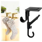 S-SNAIL-OO Fireplace Stocking and Garland Hanger, Garland Hanger for Door Frame, Adjustable Heavy Duty 2 in 1 Double Mantel Hangers, Fits 0.5" to 8.5" Mantles Home Decoration (Black-1pcs)