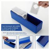 Plastic Coin Slab Storage Box, Coin Storage Box Case for NGC, PCGS, PMG, and Premier Coin Holders, Coin Holder Organizer Boxes with 20 Slots, Only Box, Blue - Retail: $10
