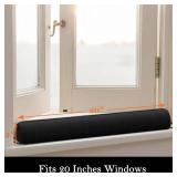 Sunolga Door Draft Stopper Blocks Hot and Cold Air with Removable Washable Cover for Bottom of Door and Window, All-Season Seal for Wind, Noise, Seal for Gaps Up to 3\", Home Essentials, 20\", Black -