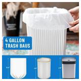 LainNeala Small Trash Bags 4 Gallon, 100 Count Small Garbage Bag Bathroom White Mini Trash Bag Trash Can Liners Unscented Small Garbage Bags for Bathroom Can - Retail: $6