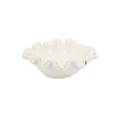 Small White Lotus Ceramic Decorative Bowl,Ruffle Lotus Leaf Decor Bowl with Gold Trim for Coffee Table Counter,Beautifully Catch All Bowl for Keys Coins near Entryways,Capacity about 2 Cups - Retail: 