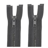 MebuZip 2PCS #5 25 Inch Separating Jacket Zippers Resin Zipper Molded Plastic Zippers Bulk for Sewing Coat Jackets Clothes (Black) - Retail: $8