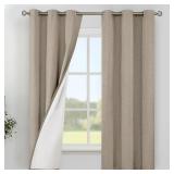 YoungsTex Taupe Linen Blackout Curtains for Bedroom 63 Inch Length, Thermal Insulated Full Room Darkening Window Drapes Heat Blocking for Living Room, 2 Panels, 38 X 63 Inch - Retail: $36