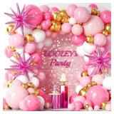 137Pcs Pink and Gold Balloons Garland Arch Kit with Stars - 5 10 12 18 inch Light Pink White Gold Latex Balloons for Birthday Baby Shower Bridal Shower Wedding Valentineâs Party Decorations - Ret