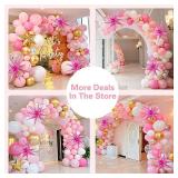137Pcs Pink and Gold Balloons Garland Arch Kit with Stars - 5 10 12 18 inch Light Pink White Gold Latex Balloons for Birthday Baby Shower Bridal Shower Wedding Valentineâs Party Decorations - Ret