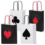 Outus 24 Pcs Casino Party Favor Gift Bags Casino Theme Party Supplies Las Vegas Poker Goody Treat Paper Bags for Birthday Decor, 8.3 x 6 x 3 inches - Retail: $16