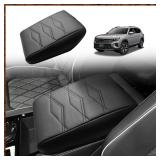 Muslogy for 2024-2026 Atlas & Cross Sport Center Console Pad Armrest Cover Protector Vegan Leather Extra Soft Armrest Box Lid Pad Compatible with Volkswagen Atlas/Cross Sport Accessories (V1_Black) - 