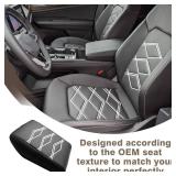 Muslogy for 2024-2026 Atlas & Cross Sport Center Console Pad Armrest Cover Protector Vegan Leather Extra Soft Armrest Box Lid Pad Compatible with Volkswagen Atlas/Cross Sport Accessories (V1_Black) - 