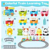 Learning Toy for Toddlers 1-3, Electric Toys Trains with Lights, Music & Steam, Counting, Matching & Sorting Montessori Toy with 6 Animal Finger Puppets, Birthday Xmas Gifts for Baby Boys Girls 12-18M