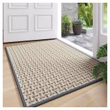 YDKGL Door Mat Entrance 24\"x35\", Dirt Resistant and Absorbent, Non-Slip Rubber Backing Floor Mats, Easy Clean Low-Profile Doormat for Entryway, Front Door, Inside Entrance, Grey - Retail: $30