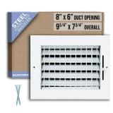 Fits 8x6 Duct Opening Steel Adjustable Air Supply Grille by Handua | Register Vent Cover Grill for Sidewall and Ceiling | White | Outer Dimensions: 9.75\" X 7.75\" - Retail: $26