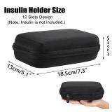 ELLDOO Insulin Fridge Holder Storage Case, 12 Slots Insulin Vial Organizer Bag Fitting Standard 10ml U-100 Vials, Black Travel Bag Organizer Bottle Organizer Reliable Vial Protectorï¼Only Caseï¼