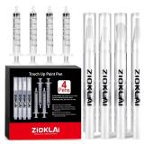 ZIOKLAI Touch Up Paint Pen 8PCS Set 4 Paint Touch Up Pens Fillable with Pointed, Round & Flat Tips Brushes Ideal for Wall Repair Window Wood Furniture Cabinet - Retail: $8
