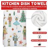 HSKMAKE Nutcracker Kitchen Towels 2-Pack - Christmas Dish Towels with Watercolor Design - Absorbent Cotton Tea Towels for Holiday Kitchen and Bathroom Decor - Retail: $10