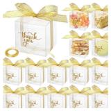 Thyle 200 Pcs Clear Gift Boxes Plastic Favors Box with Lid Ribbon Thank You Signs Transparent Treat Boxes for Party Favors Macaron Candy Dessert Cupcake Gift Wrap Boxes(2 x 2 x 2 Inch) - Retail: $36