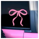 Pink Bow Car Decal Cute Car Cute Mirror Decal Sticker for Girl Women Cars Accessories Affirmations Funny Vinyl Waterproof 8 Inches Bumper Decals Gifts for Mom Dad Friend Coworker - Retail: $3