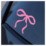 Pink Bow Car Decal Cute Car Cute Mirror Decal Sticker for Girl Women Cars Accessories Affirmations Funny Vinyl Waterproof 8 Inches Bumper Decals Gifts for Mom Dad Friend Coworker - Retail: $3