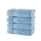 NOVA Luxury Linen - Hotel Quality Turkish Towel Set for Bathroom (4 Pcs Hand Towel Set, Sky Blue) - Retail: $16