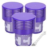LhhTing Replacement V10 Filters for Dyson V10 Cyclone Series, V10 Absolute, V10 Animal, V10 Total Clean, SV12, Replace Part No. 969082-01, 3 Pack Filters and 1 Clean Brush - Retail: $18
