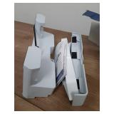 PS5/Slim/Pro Horizontal Stand with Cooling Fan & Charger for Original & Edge Controllers, Scalable Design PS5 Accessories Base with EVA Foams for All PS 5 Disc & Digital, PS 5 Sideways Stand White - R