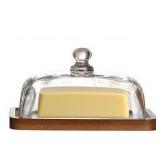 Glass Butter Dish with Lid,Airtight Cover for Fresh Butter,Clear Butter Keeper,Butter Tray,Large Butter Dish for Refrigerator & Countertop - Retail: $19