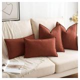MIULEE Pack of 2 Rust Decorative Pillow Covers 20x20 Inch Soft Chenille Luxurious Couch Throw Pillows Farmhouse Cushion Covers with Elegant Design for Sofa Bedroom Living Room Home Decor - Retail: $21