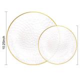 Rubtlamp 60Pcs Clear Plastic Plates,Clear Disposable Plates With Gold Rim,Heavy-duty Gold Plates,Hammered Party Plates Include 30Clear Dessert-Platos,30Dinner-Platos for Wedding, Party - Retail: $32