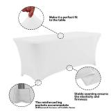 IVAPUPU 6FT Spring Table Cloth for Rectangular Fitted Events Stretch White Table Covers Washable Spandex Tablecloth Protector for Party, Wedding, Cocktail, Banquet, Festival - Retail: $15