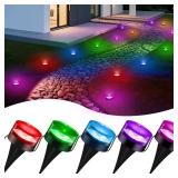 PRE OWNED VCOKEN Christmas Pathway Lights, 50FT with Smart 15 LED RGBWW Outdoor Ground Lights with App Control, DIY Scene Modes IP65 Waterproof Walkway Light for Yard, Walkway Driveway Garden Decor - 