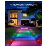 PRE OWNED VCOKEN Christmas Pathway Lights, 50FT with Smart 15 LED RGBWW Outdoor Ground Lights with App Control, DIY Scene Modes IP65 Waterproof Walkway Light for Yard, Walkway Driveway Garden Decor - 