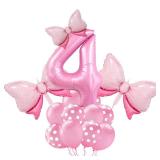 Wclliuchi Pink Birthday Balloons - 40 Inch Number 4 Bow Balloons for Girl