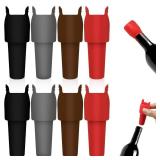 8Pcs Reusable Sparkling Wine Bottle Stoppers, Silicone Wine Seal Stoppers with Handle Double Sealed Wine Bottle Stoppers 4 Colors Wine Stoppers, Wine Bottle Sealers for Wine Beer Champagne Bottles - R