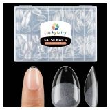 Luckyfairy Extra Short Almond Nail Tips, 240pcs Soft Gel Pre-Shaped Acrylic Fake Nails, Half Matte Full Cover Clear Gelly Press on Flase Nail Tips for Extension Nail Manicure Home DIY 12 Sizes - Retai